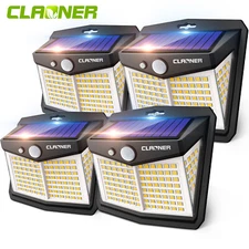 4Pack 128 LED Solar Power Lights PIR Motion Sensor Outdoor Lamp -Warm Light US