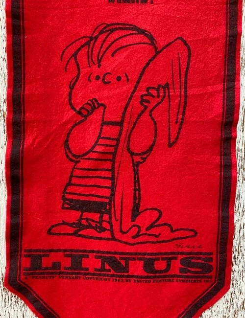 Peanuts LINUS Felt Banner 1967 Love Mankind People I Can't Stand Peanuts Pennant