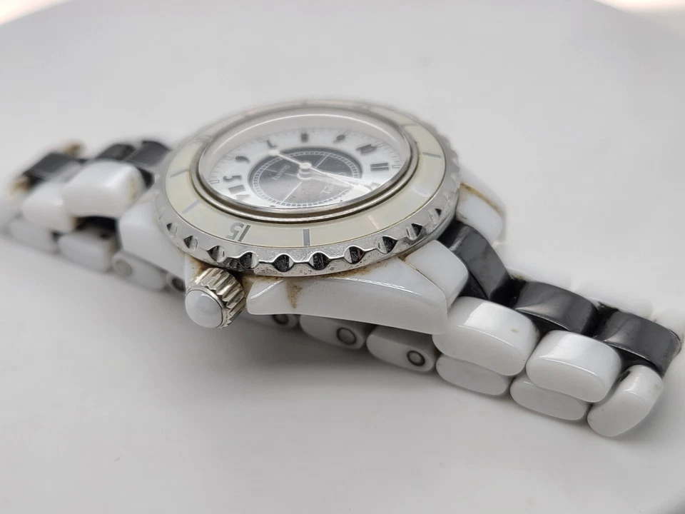 Reloj Mujer Cuarzo Cerámico Blanco/Negro Cincel para Piezas/Reparación Foto 4 de 4