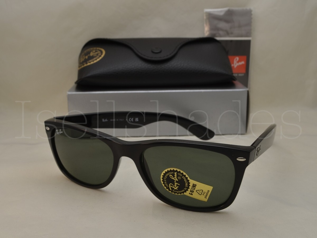 Ray Ban NEW WAYFARER (RB2132-901 58) Black with Crystal Green Lens
