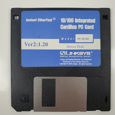 Vintage Instant EtherFast 10/100 LAN Card Linksys Driver 3.5'' Disk Ver2: 1.20