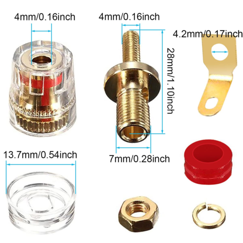 8 STCK. 4 mm Bananenstecker vergoldete Buchse Polklemme Lautsprecher Terminal Verstärker - Bild 2 von 6