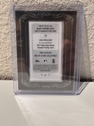 Placa de impresión negra Topps Gypsy Queen Adam Wainwright Cardinals #196 2012 1/1 - Imagen 2 de 2