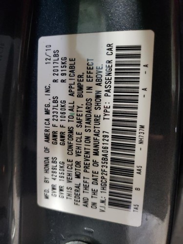 Used Speedometer Gauge fits: 2011 Honda Accord cluster US market MPH Sdn 2.4L LX - Picture 10 of 11