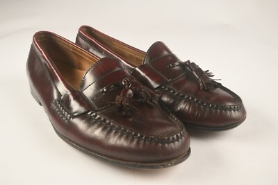 Cole Haan Men's Dark Burgundy Pinch Leather Tassel Loafers Size