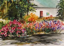 ORIGINAL Flower Landscape Watercolor Painting John Williams Expressionism art