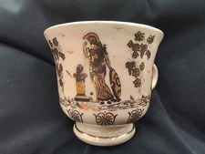 HANDMADE GREECE TEACUP ARTIST SIGNED VINTAGE GREEK GODS MYTHOLOGY WARRIORS CUPID