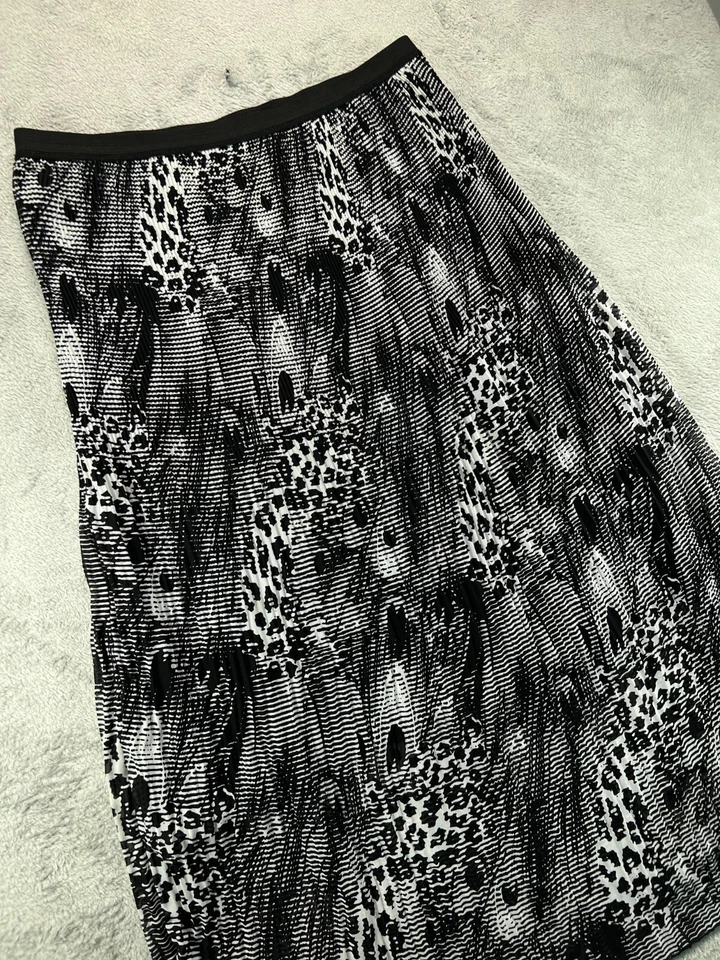 Maxi Falda New Directions Mujer Grande Negra Blanca Plisada Larga Pull On Damas Foto 2 de 4