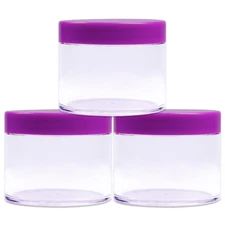 3 Pieces 2Oz/60g/60ml HQ Acrylic Leak Proof Clear Container Jars w/Purple Lid