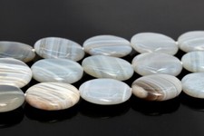 20x15MM Gray Agate Beads Flat Oval Grade AAA Genuine Natural Loose Beads 15"