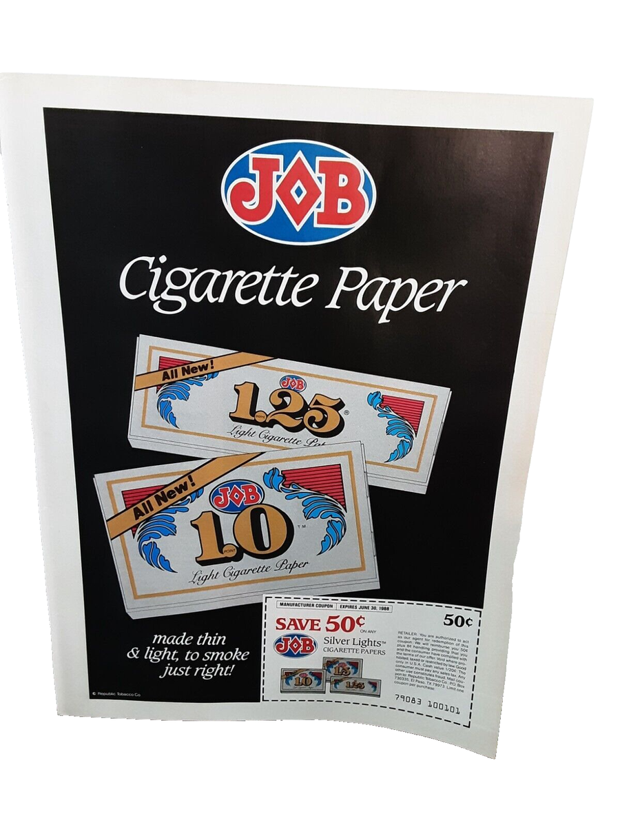 cigarette job Cigarettes Vintage Advertising Poster MUSEUM OUTLETS JOB 1.5 Cigarette Rolling Paper