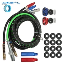 Fit For Semi/Truck/Tractor/Traile 12Ft 3-in-1 Wrap Set Air Line Hose Assemblies