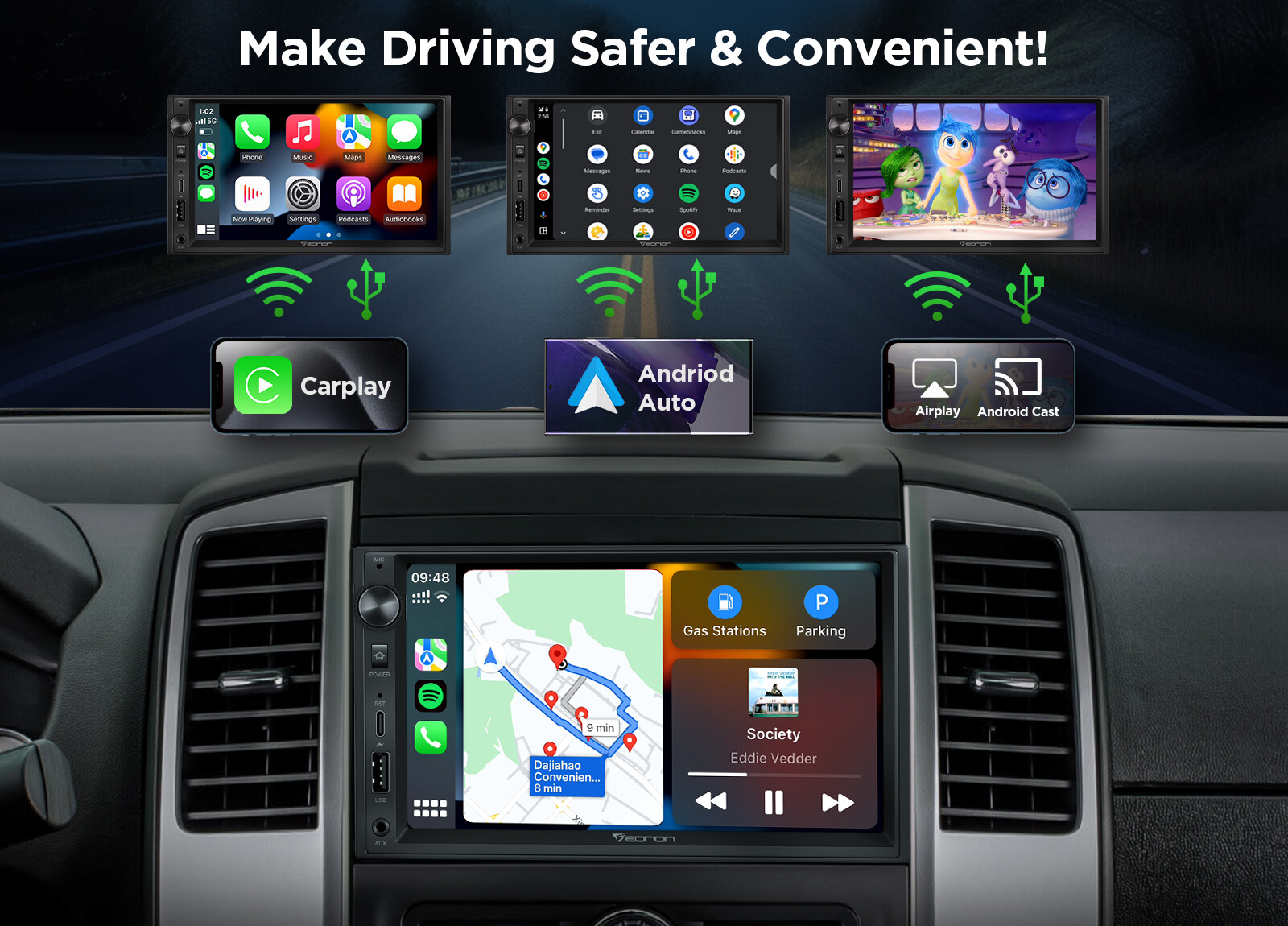 Eonon 7 inch Apple CarPlay Android 13 Auto 2 Din Car Stereo Radio Head Unit GPS