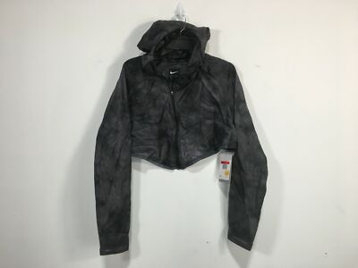 Nike Tech Pack Long Sleeve Hooded Cropped Running Jacket- Size L  Gray/Black