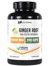 Ginger Root Capsules 4000mg | 200 Pills | Highest Potency Supplement HealthFare