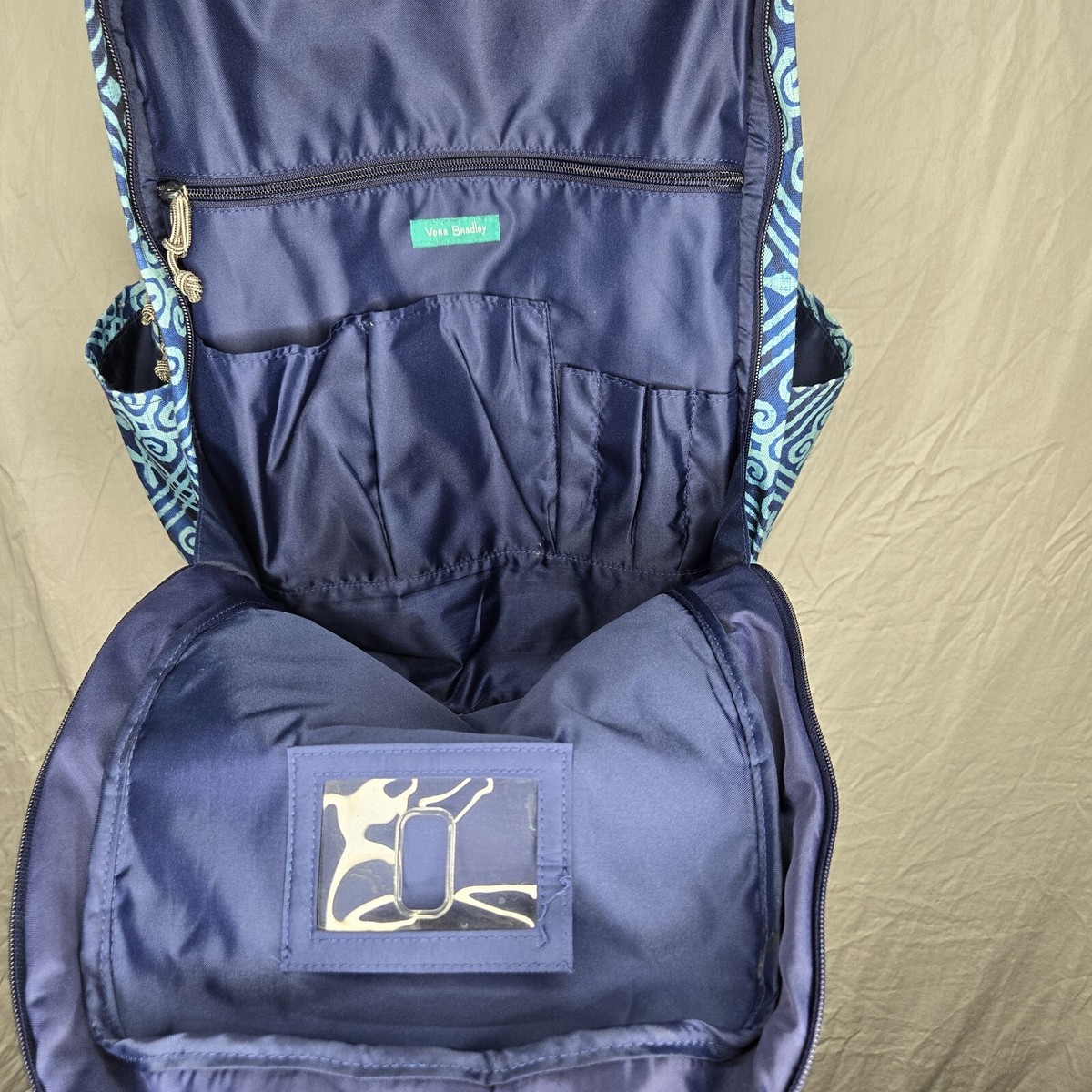 Vera Bradley Blue Checkered Tiles School Backpack Work  display picture 1
