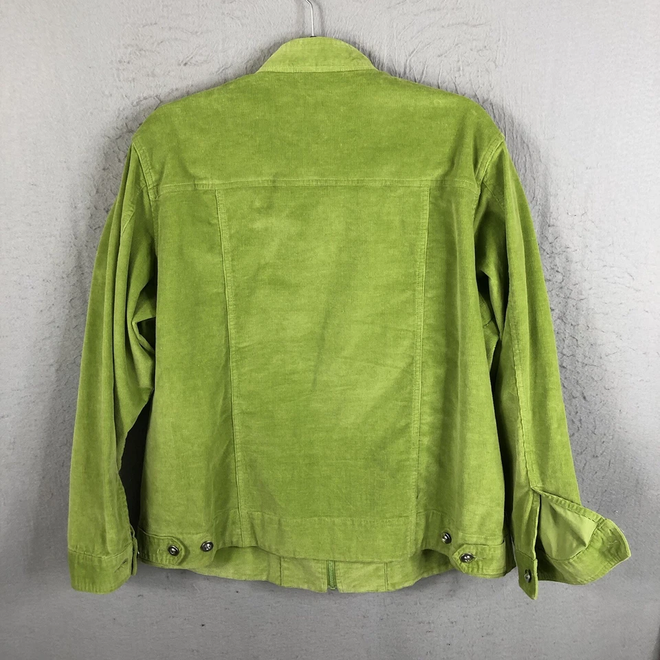 Quacker Factory Jacket Womens 1X Plus Size Lime Green Corduroy Glam Sparkle - Image 2 of 4