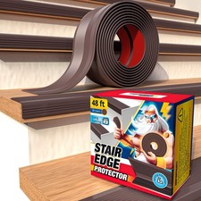Stair Edge Protector 48 Ft - Brown Edge Trim for Steps - Stair Nose Molding -...