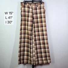 Male is the Brand Vintage 70s Pants 30 S Plaid Flare Bell Bottoms Disco USA Made