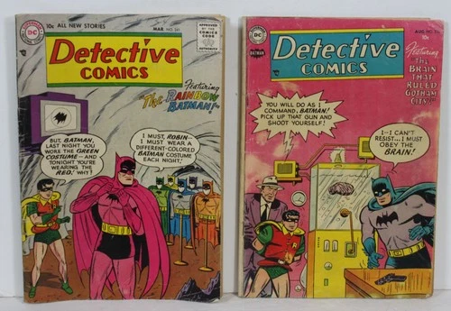 2 Vtg Detective Comics Books 241 210 1954 1957 Silver DC Rainbow Batman Robin