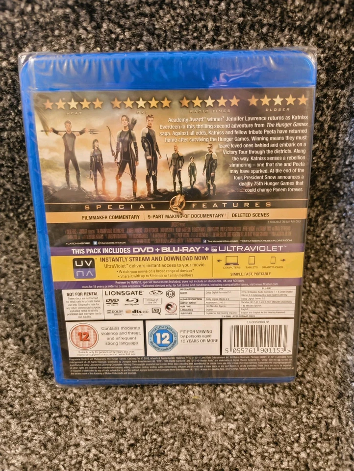 The Hunger Games: Catching Fire (Blu-ray, 2014) Jennifer Lawrence – New & Sealed - Image 4 of 4