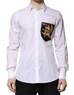 DOLCE & GABBANA Shirt White Cotton MARTINI Long Sleeves Formal 41/US16.5/L $750