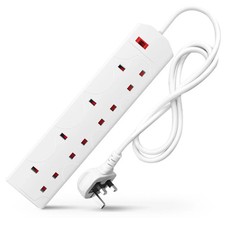 Desiretech Electric Extension Lead 4 Gang UK Plug 3 Pin 1/2/5/10 Meter Cable