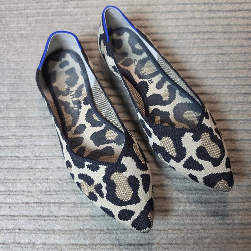 Rothy's The Point Desert Cat Leopard Animal Print Knit Flats Comfort Sz 10