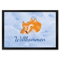 Fuchs Mit Fuchsbaby FußMatte In 35X50 Cm Mit Schriftzug - Willkommen