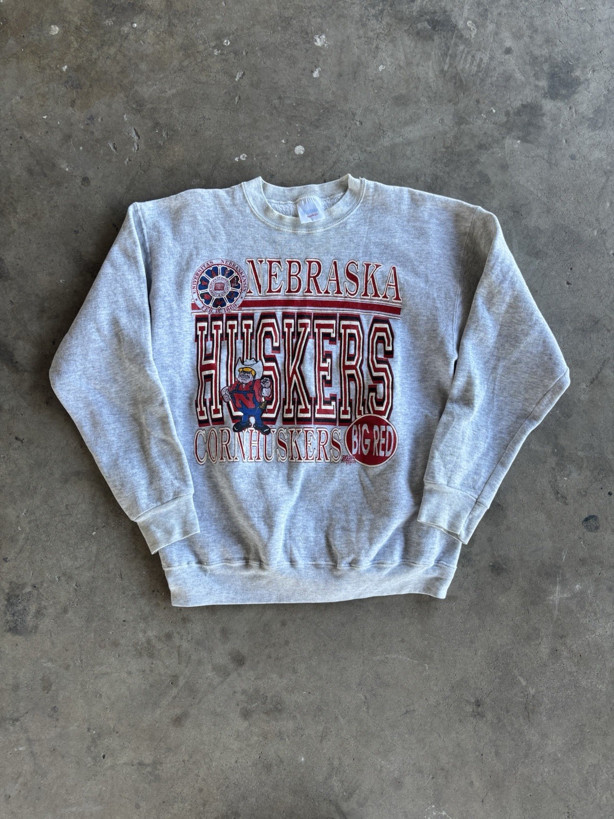Vintage 90s Nebraska Corn Huskers NCAA Pullover Crewneck Sweatshirt Adult Sz L