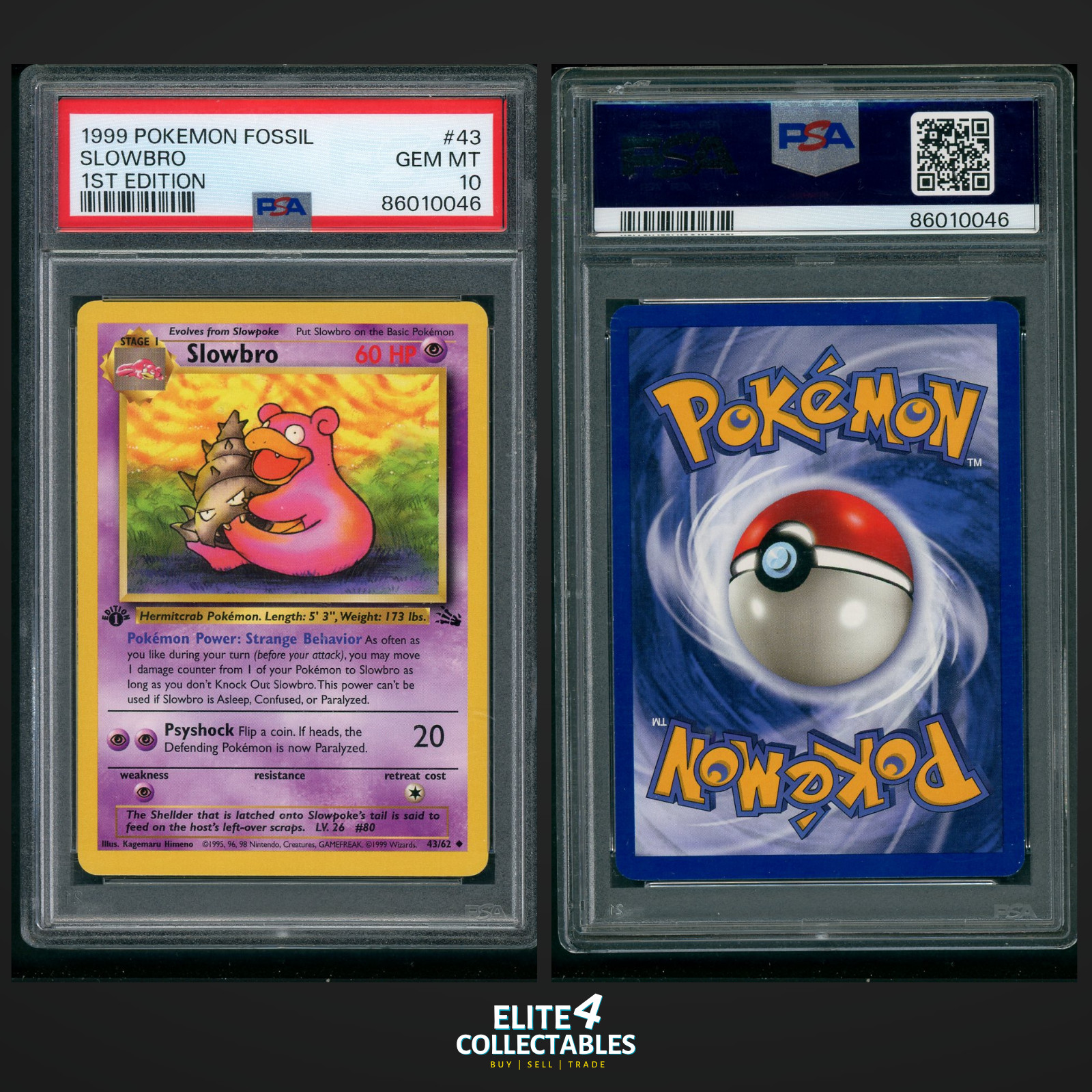 Slowbro 43/62 1st Edition - PSA 10 (WOTC - Fossil)
