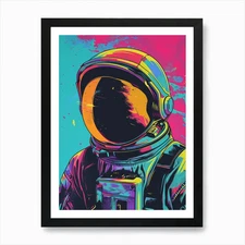 Astronaut In A Helmet In Pop Art St Framed Wall Art Poster Canvas Print Picture