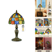 Nizrsky Small Tiffany Lamp Stained Glass Table Lamp Crystal Square Style8