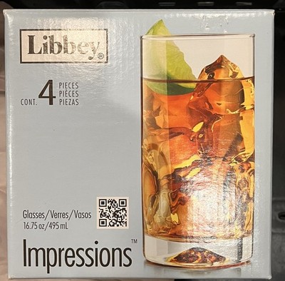 Libbey Impressions 16.75 oz Glasses Set of 4 NIB Clear Heavy Tumblers