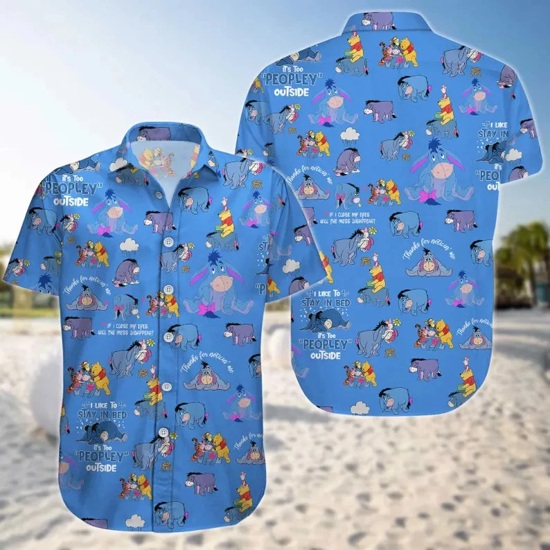Disney Winnie The Pooh Eeyore Blue Hawaiian Shirt