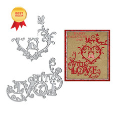 Valentines Metal Cutting Dies for Card Making, Love Heart Lace Words