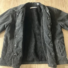 Vintage Hawaiian Island Creations Size M HIC Corduroy/Sherpa Jacket Black Faded