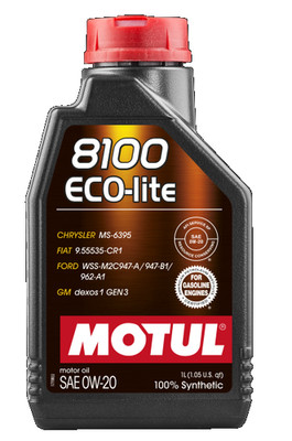 1L MOTUL 8100 ECO-LITE 0W-20 Engine Oil for FORD 947-A, GM Dexos1 Gen2, MS-6395