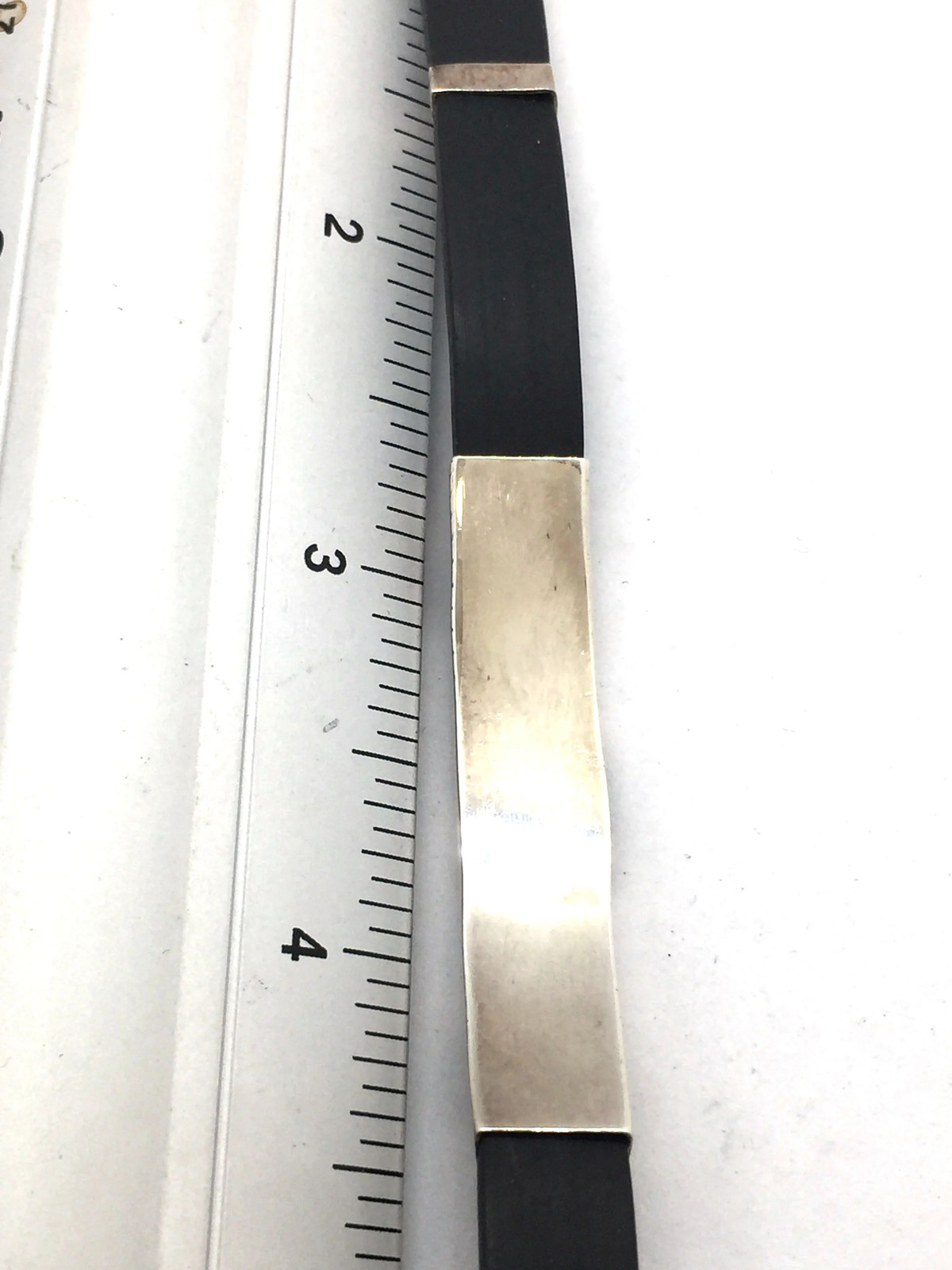 Solid 925 Sterling Silver & Rubber Bracelet 8" 13… - image 3