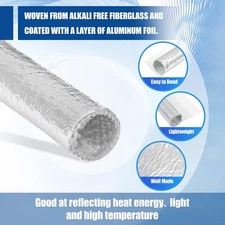 3/8" Self-Closed Aluminized Sleeve Heat Shield Protection Sleeve for Hoses 78''