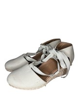 Vionic Aruba Kaitlyn Wedge Strappy Beige Lace-Up Espadrilles Close Toed
