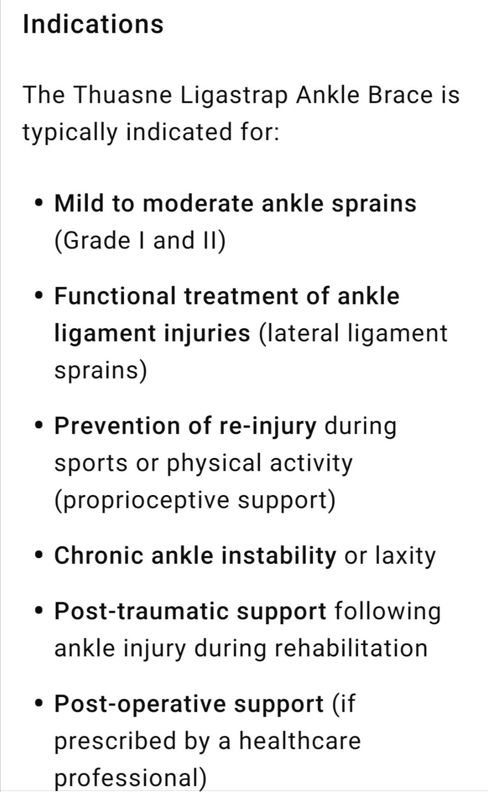 Thuasne Ligastrap Immo Ankle Brace Stabilizing Orthosis Support ,Size 1,Left Med