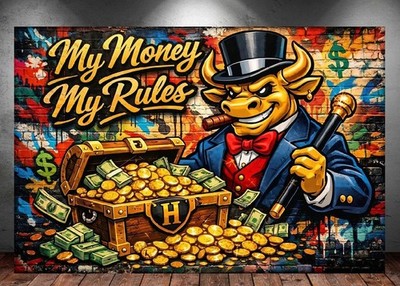 LEINWAND BILD ER XXL ABSTRAKT STIER BULLE GRAFFITI WALL STREET WAND POSTER P2140