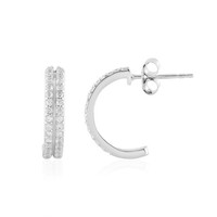 Cavill Zirkon Silberohrringe 925 Sterling Silber Creolen 0,756Ct Rundschliff