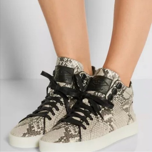 Rag & Bone Kent High Top Sneakers 9 39 Snakeskin Leather Excellent Neutral
