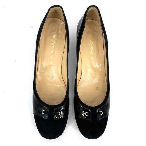 Bruno Magli Vintage Black Suede Patent Leather Flat Pumps - EU41 / US10.5 - Picture 4 of 8