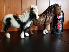 Beswick Shetland Pony Brown Gloss & Another Piebald Shetland Pony Make Unknown?