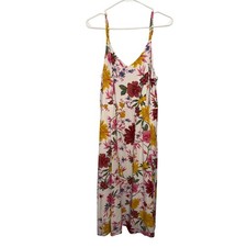 Old Navy Floral Spaghetti Strap Cami Midi Dress XL Yellow Pink