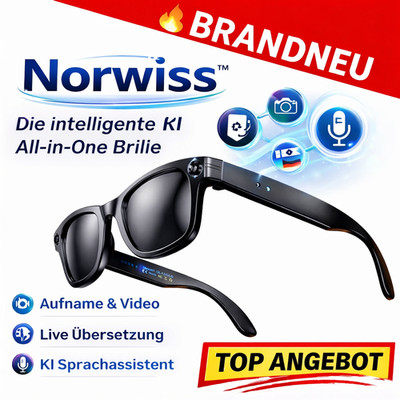 Norwiss  Smart Glasses AI Bluetooth Brille Kamera Übersetzer KI Voice Assistant: