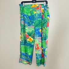 JAMS WORLD Small Pants Drawstring Capri Tropics Floral Tie Waist Wide Leg Crop